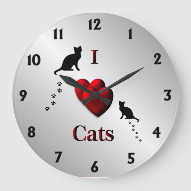 I Heart Cats Wall Clock (Front)