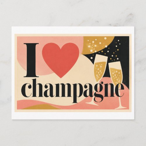 "I [Heart] Champagne" Postcard
