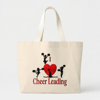 I Heart Cheer Leading Large Tote Bag