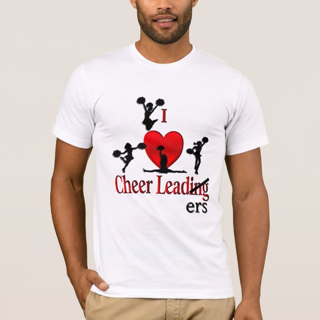 I Heart Cheerleaders Funny Shirt for Him (Front)