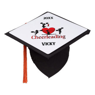 I Heart Cheerleading Graduation Cap Topper
