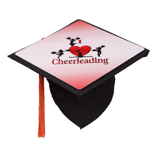 I Heart Cheerleading Graduation Cap Topper (Angled)