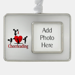 I Heart CheerLeading with Personal Photograph Ornament