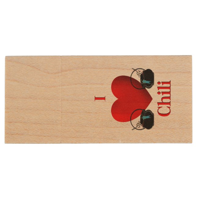 I Heart Chili Wood Flash Drive (Back)