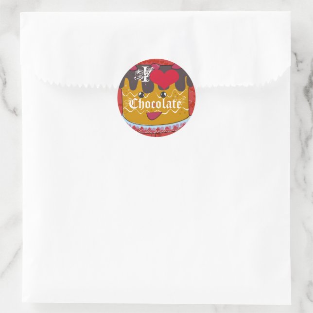 I Heart Chocolate-I Love Chocolate Classic Round Sticker (Bag)