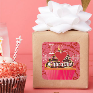 I Heart Chocolate-I Love Chocolate Square Sticker