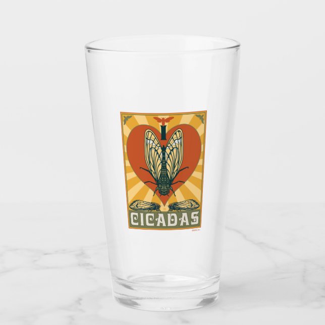 I Heart Cicadas Glass (Front)