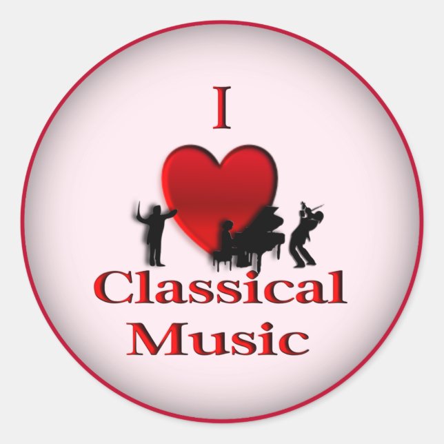 I Heart Classical Music Classic Round Sticker (Front)