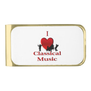 I Heart Classical Music Gold Finish Money Clip