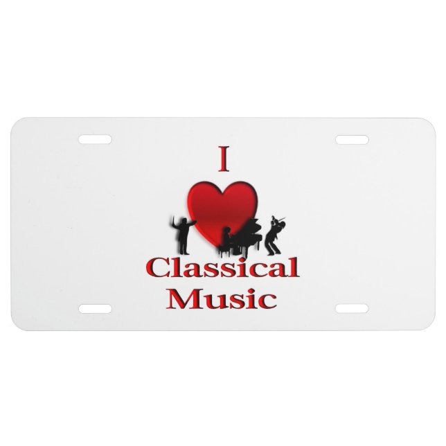 I Heart Classical Music License Plate (Front)