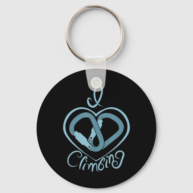 I Heart Climbing (Carabiner)  Fun Rock Climbing  Keychain (Front)