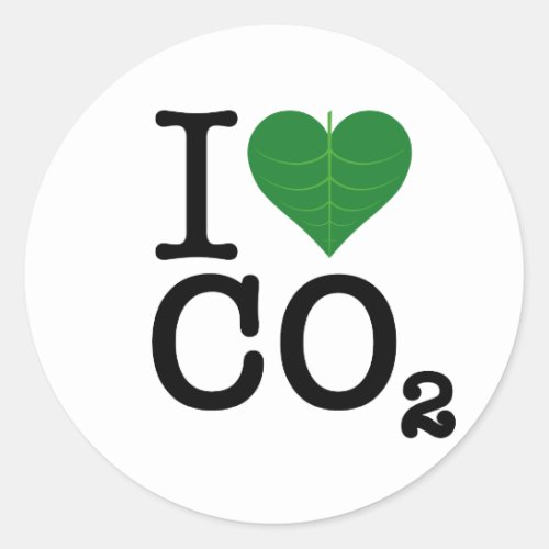 I Heart CO2 Classic Round Sticker