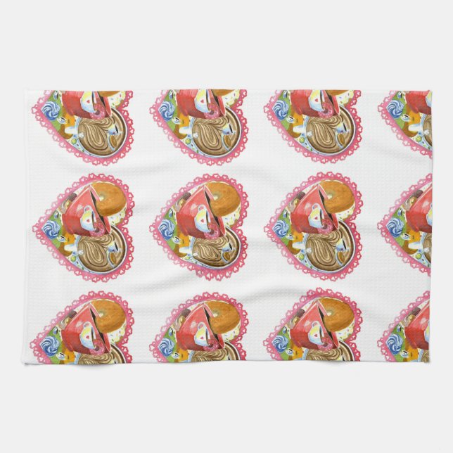 I Heart Coffee and Donuts Towel (Horizontal)