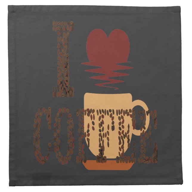 I "Heart" Coffee Bean Cloth Napkin (Front)
