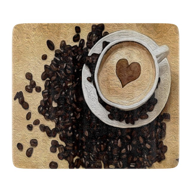 I Heart Coffee Cutting Board (Front)