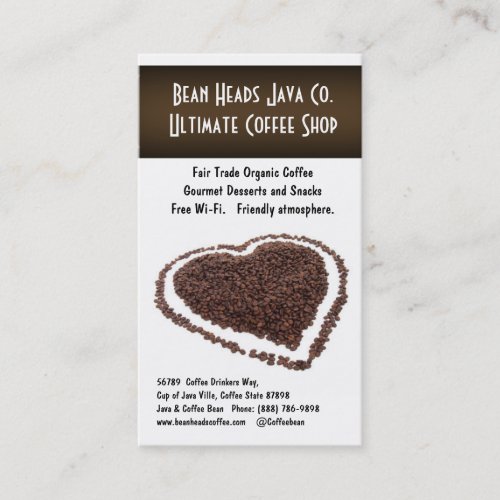 I Heart Coffee!  Heart Shaped Coffee Beans Business Card Template