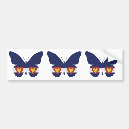 I Heart Colorado Flag Butterfly Products Bumper Sticker