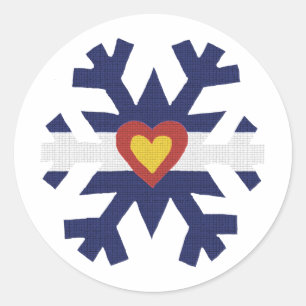 I Heart Colorado Flag Snowflake Classic Round Sticker