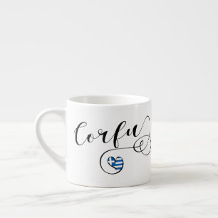 I Heart Corfu, Greek Flag, Kerkyra  Espresso Cup