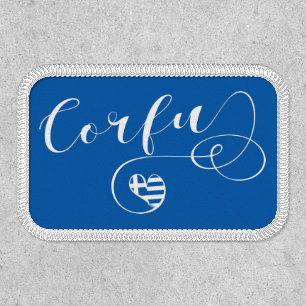 I Heart Corfu, Greek Flag, Kerkyra Patch