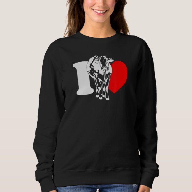 I Heart Cows - Funny Farmer, Cattle Rancher, Cow L Sweatshirt (Front)