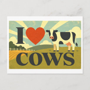 "I [Heart] Cows" Postcard