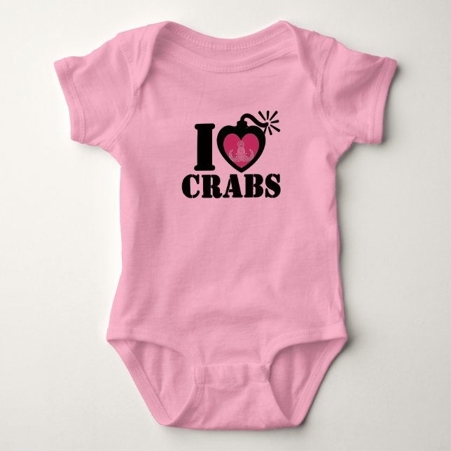 I Heart Crabs Baby Bodysuit (Front)