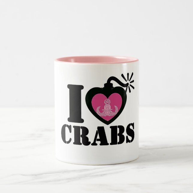 I Heart Crabs Two-Tone Coffee Mug (Center)