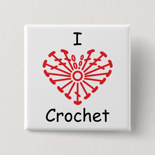 I Heart Crochet -Heart Crochet Chart Pattern Pinback Button (Front)