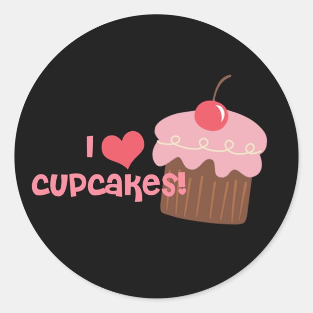 i heart cupcakes classic round sticker (Front)