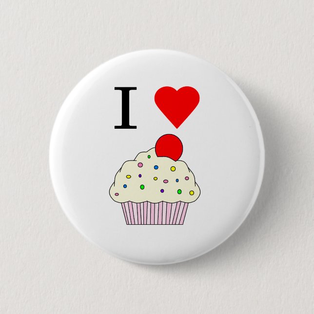 I heart Cupcakes Pinback Button (Front)