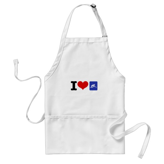 I Heart Curling Adult Apron (Front)