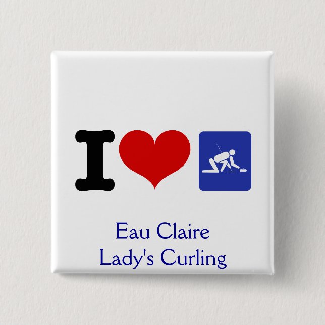I Heart Curling Pinback Button (Front)