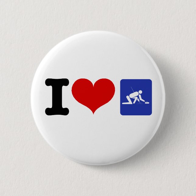 I Heart Curling Pinback Button (Front)