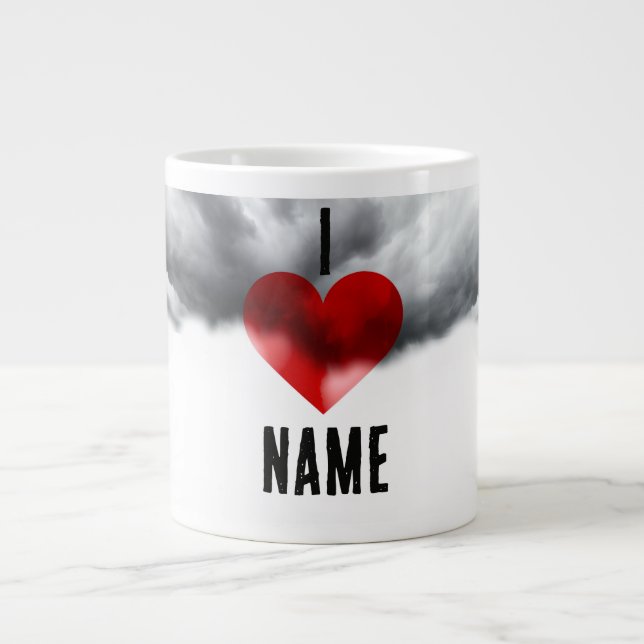 I Heart Custom Name Giant Coffee Mug (Front)