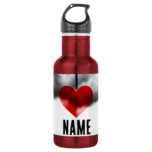 I Heart Custom Name Stainless Steel Water Bottle (Front)