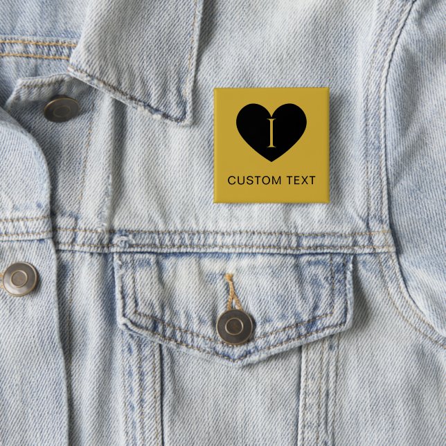 I Heart CUSTOM TEXT Classic Metallic Gold Button (In Situ)