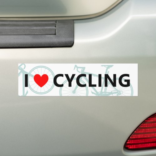         I Heart Cycling Cool Fun Cute Bicycle Love Bumper Sticker