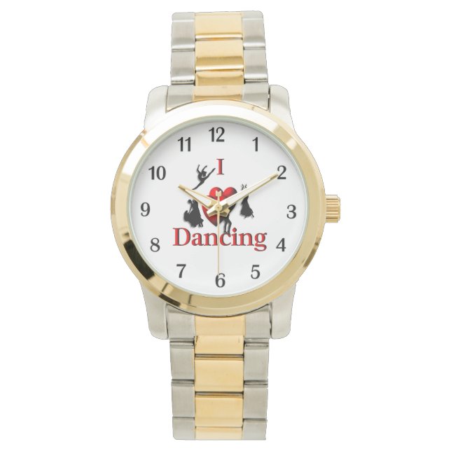 I Heart Dancing Black Numbers Watch (Front)