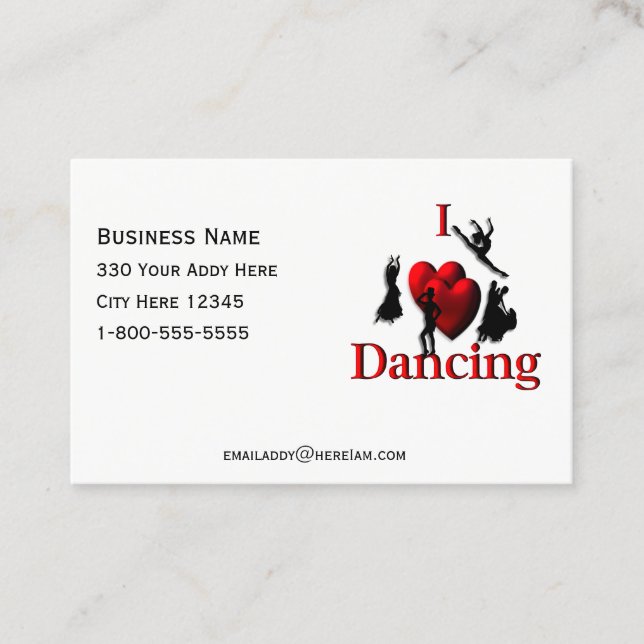 I Heart Dancing Dance Card (Front)