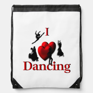 I Heart Dancing Drawstring Bag