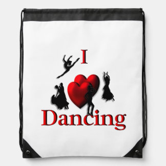 I Heart Dancing Drawstring Bag