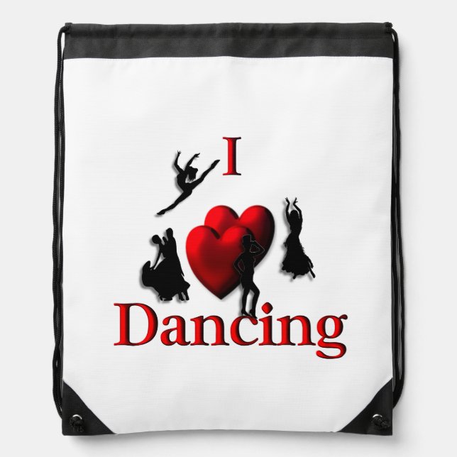I Heart Dancing Drawstring Bag (Front)