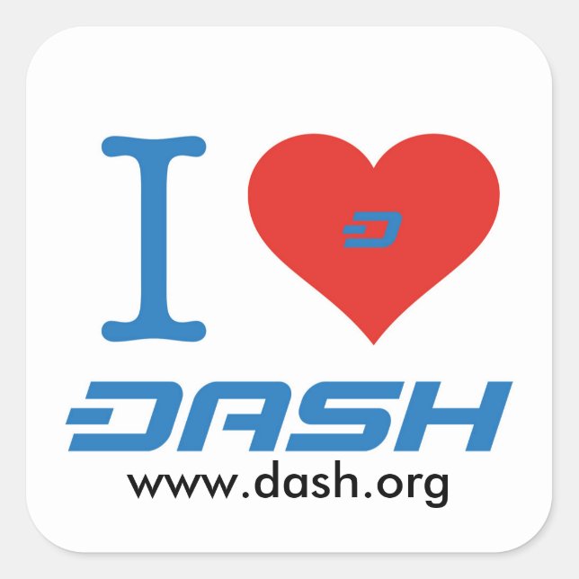 I Heart Dash Square Sticker (Front)