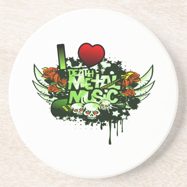 I Heart Death Metal Drink Coaster (Front)