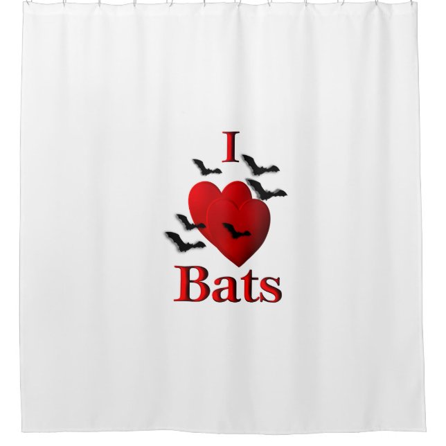 I Heart Design I Heart Bats Shower Curtain (Front)