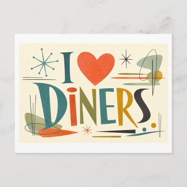 "I [Heart] Diners" Postcard (Front)