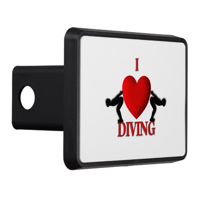 I Heart Diving Trailer Hitch Cover (Right)