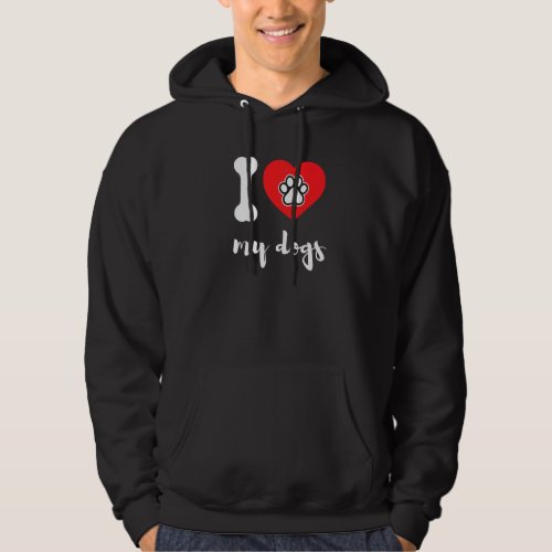 I Heart Dog Heart Paw Dogs Lover Pet Owner Hoodie