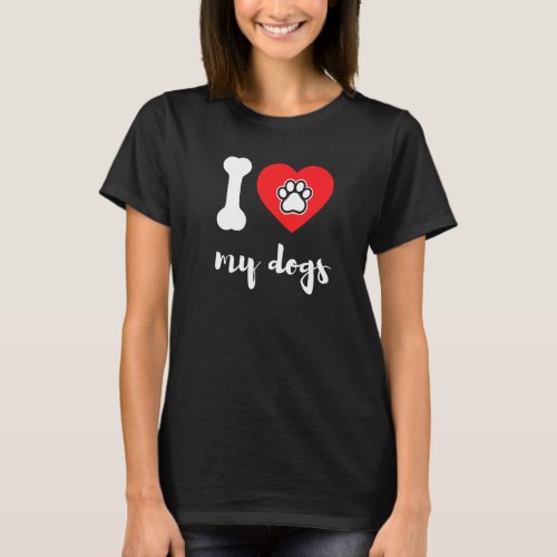 I Heart Dog Heart Paw Dogs Lover Pet Owner T_Shirt